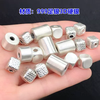 Zərgərlik ara hissələri – s999 pure silver hammered square cylindrical
