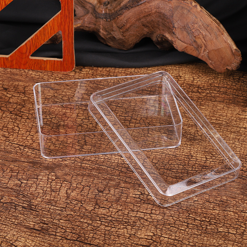 Caja transparente de plástico rectangular grado alimenticio PS galleta tuerca chocolate caja de dulces con tapa al por mayor