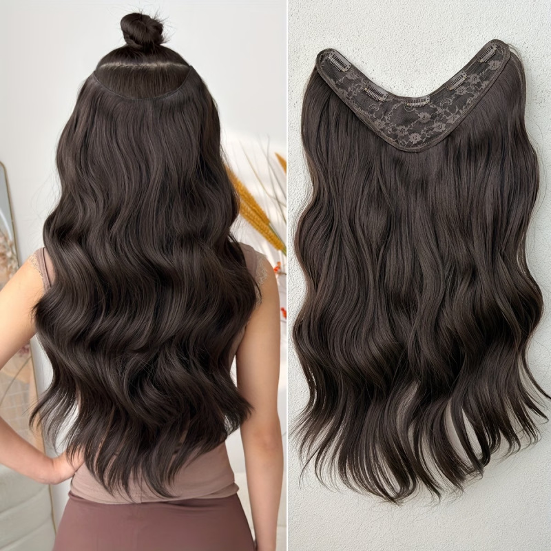Cross-border wig, large wave V-shaped curls, natural and voluminous, for women with long hair, seamless hair extensions