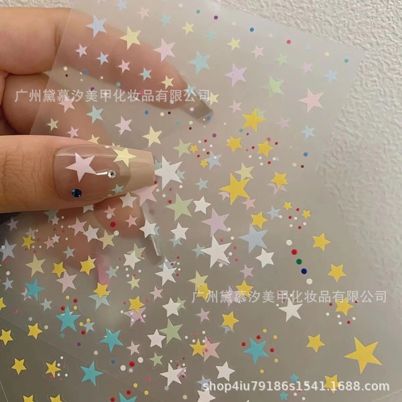 インターネットセレブ人気マカロンスターマニキュアステッカー薄くて丈夫な新しい色のかわいい五芒星の爪の装飾|undefined