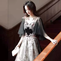 Black elegant evening dress, bright catchy style