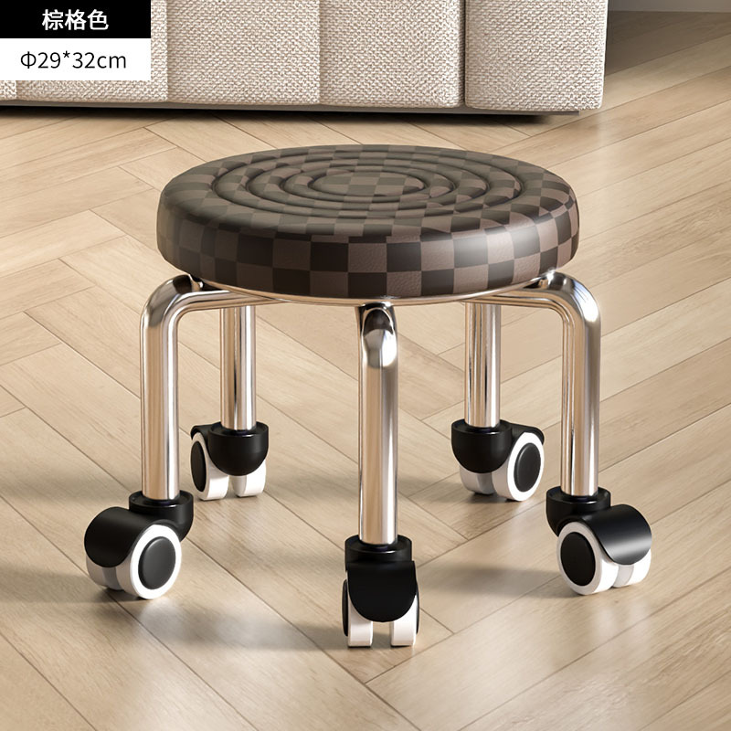 [하이텐드 모델] - 워터 웨이브 스타일 도르래 스툴 32cm 하이그리드 브라운