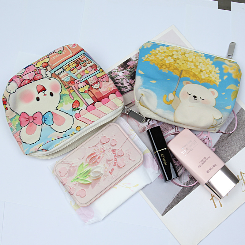 新しいミニ女性漫画かわいい小銭入れキーバッグショートジッパーキャンバスポータブルコインバッグ小さな財布