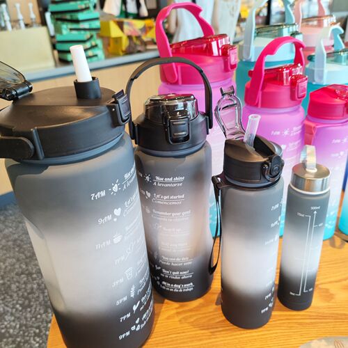 Four-piece set of summer new outdoor large-capacity sports water cups for men and women, fitness kettles, straws, portable handle kettles