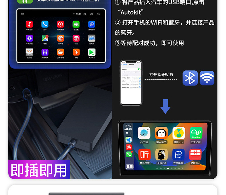 Wireless Carplay Module Hicar Adapter Androidauto Car Box