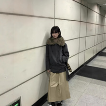 巨好看的毛呢外套女秋冬新款双排扣廓形貉子毛领茧形短款呢子大衣