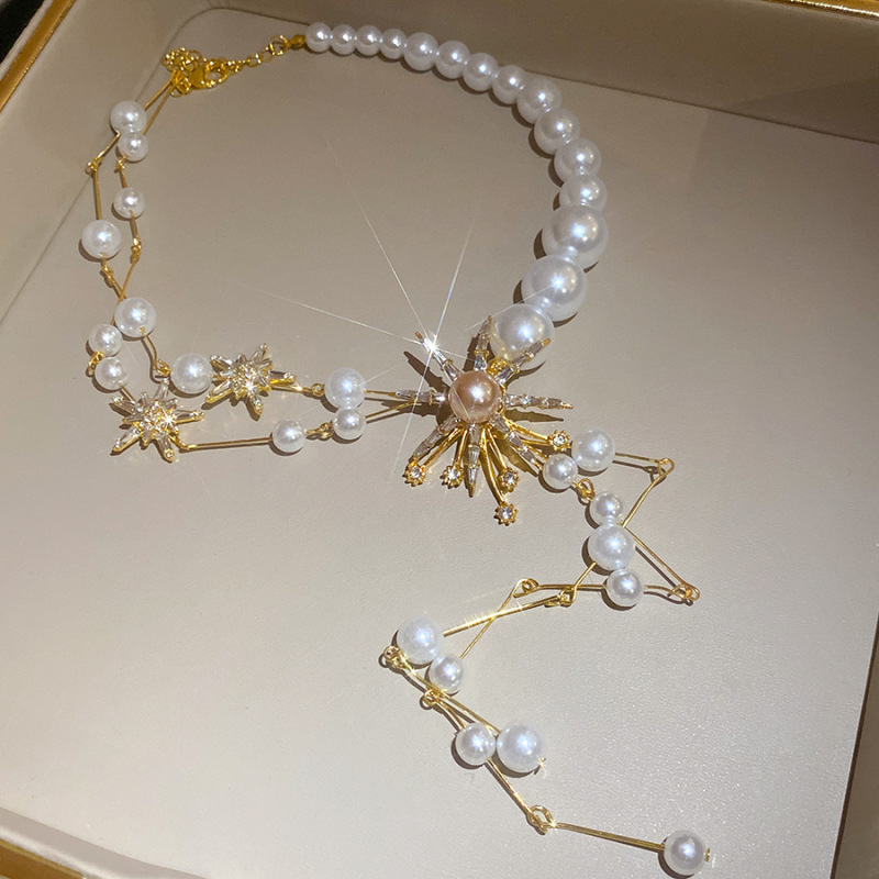 [Medio precio de liquidación] Vintage Zircon cuentas lujosas nicho cadena clavícula de alta calidad conjunto de joyas para mujeres