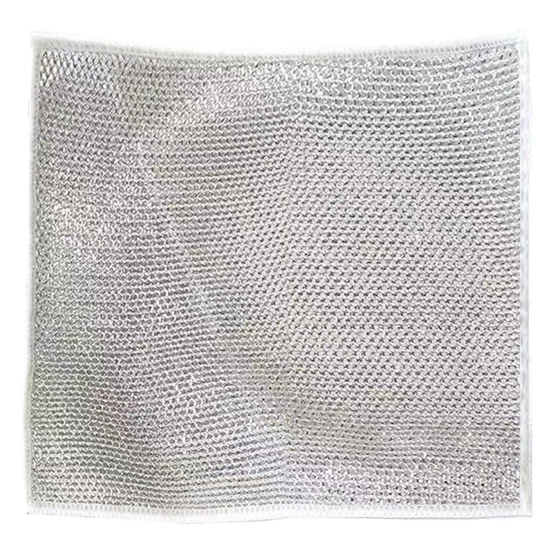 Alambre de acero plato paño limpieza metal trapo malla antiadherente aceite plata alambre trapo cocina lavavajillas olla guantes de limpieza