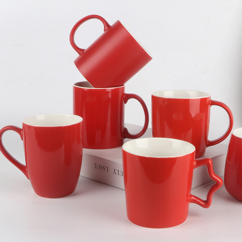 Red Cup Festive Ceramic Cup Simple Personalized Mug Scandinavian Ins Drinking Mug Printed with Logo Red Cup Festive Ceramic Cup Simple Personalized Mug Scandinavian Ins Drinking Mug Printed with Logo