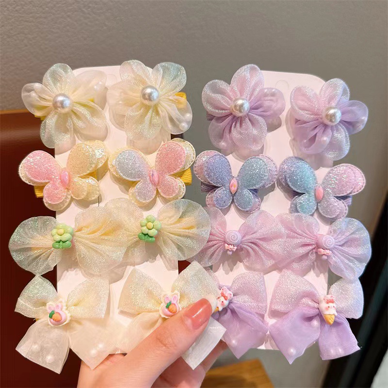 Verano flores de color caramelo clips de pelo para niños princesa super imortal red clip de pelo para niñas arco clips de pelo lotes