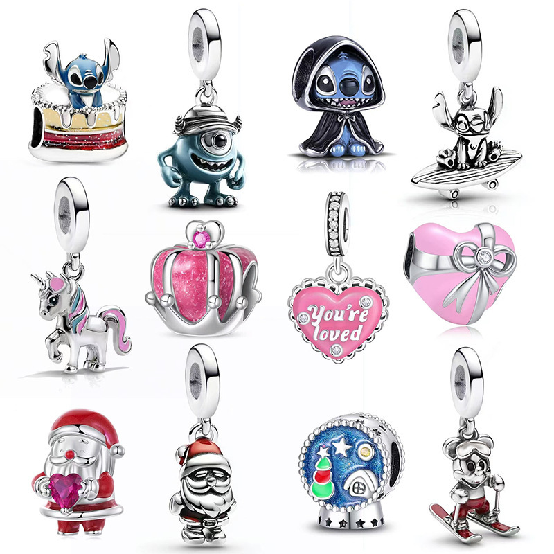 Cross-Border Hot-Selling Stitch Unicorn Heart Beaded Creative Alloy Ornament Bracelet Simulation Creative DIY Jewelry