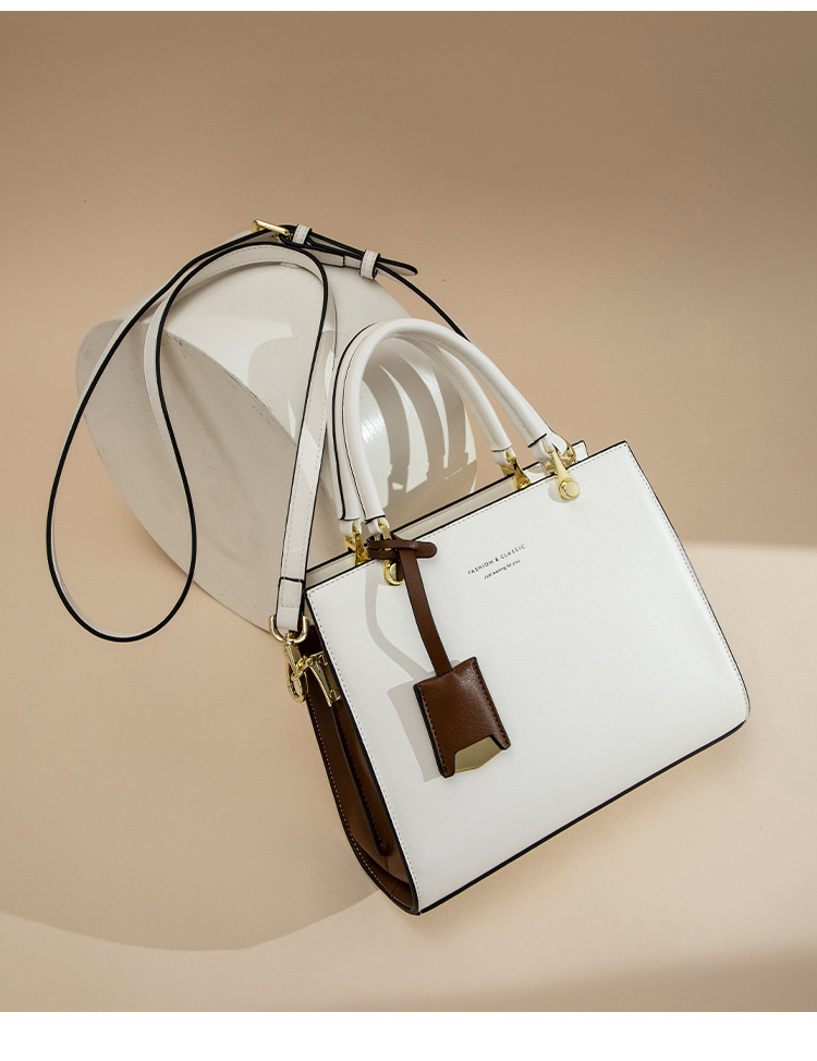Túi đeo chéo nữ da thật phong cách Lady Dior, thiết kế quai xách tay và đeo chéo, dung tích lớn, kiểu dáng thời trang thu đông — Màu trắng be chi tiết 5
