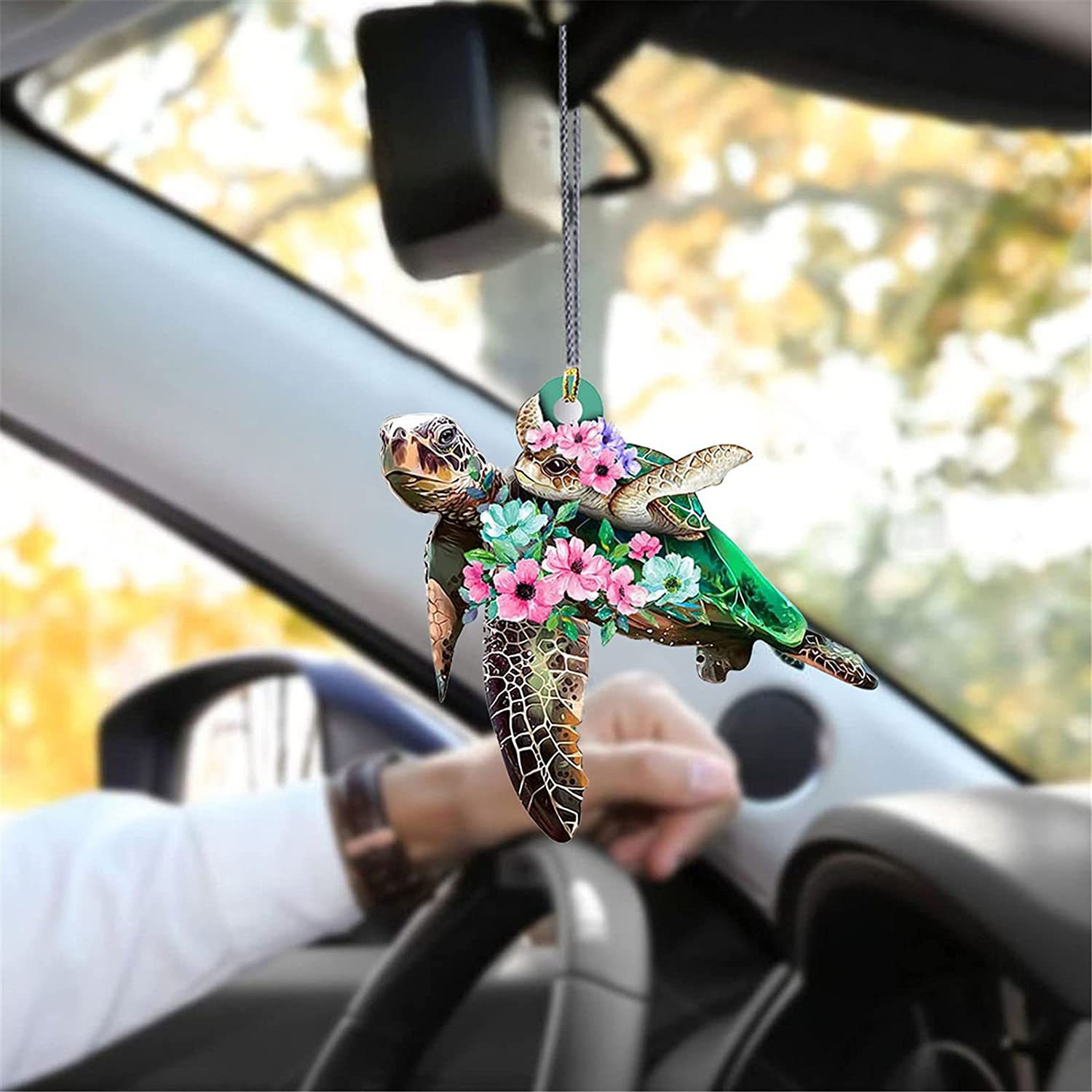 Transfronteriza última creativa gran cantidad de dibujos animados promoción tortuga espejo retrovisor del coche mochila colgante artesanía decoraciones