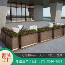 定制不銹鋼花箱電鍍拉絲花盆市政園林花槽售樓部花架酒店移動花缽