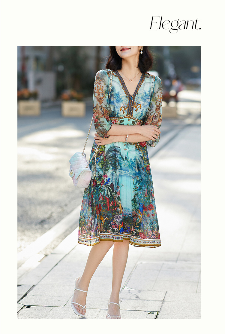 C0446 3380K VÁY ĐẦM LIỀN THÂN NỮ SHETDE HỌA TIẾT HOA THỜI TRANG NỮ G06 SẢN PHẨM MỚI