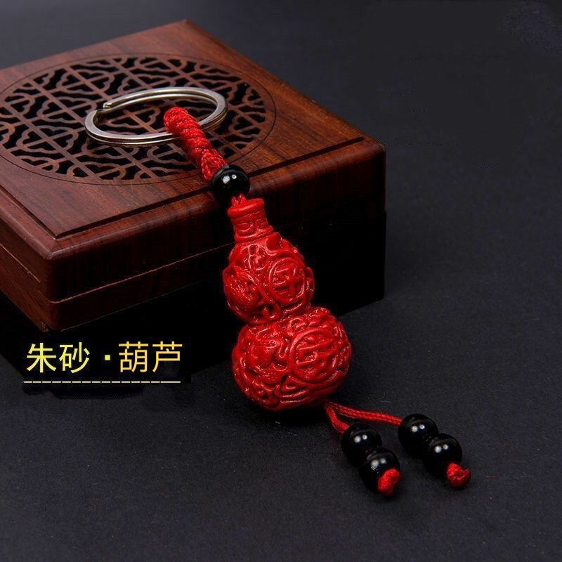Source manufacturers wholesale cinnabar gourd keychain cinnabar pixiu car pendant men's and women's creative gifts