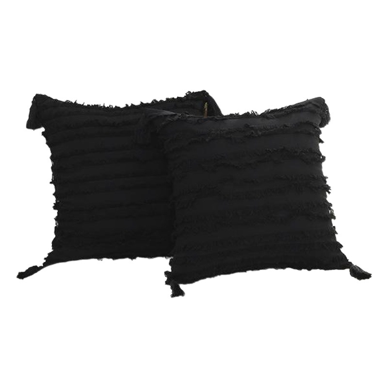 Carga de fábrica ins estilo Amazon algodón y lino corte flor encaje sofá cojín moderno color sólido borla almohada noche