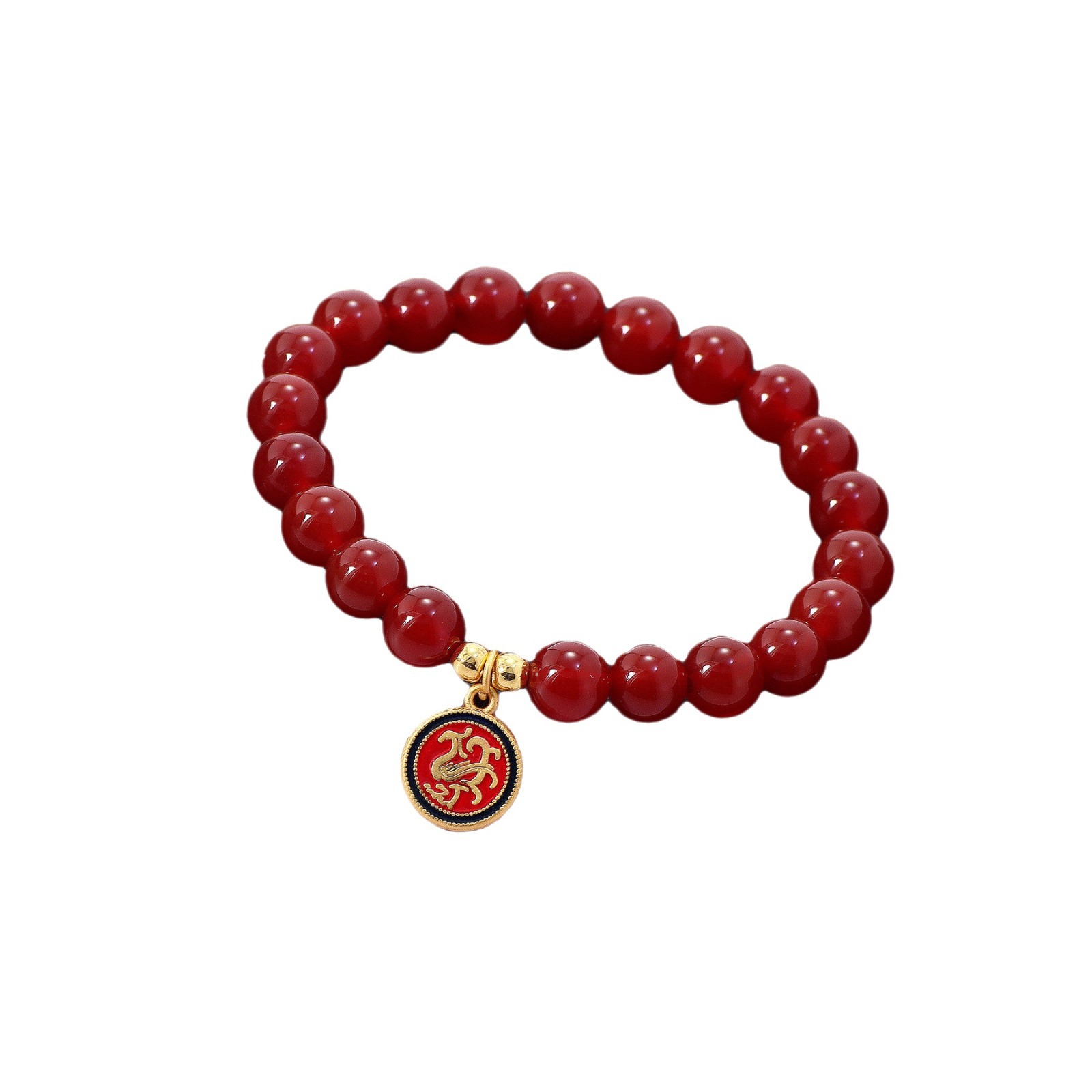 Pulseira de ágata vermelha natural com novo estilo para homens e mulheres, pulseiras do ano do zodíaco, pulseira da marca Auspicious Dragon como presente para melhor amigo_voghion.com