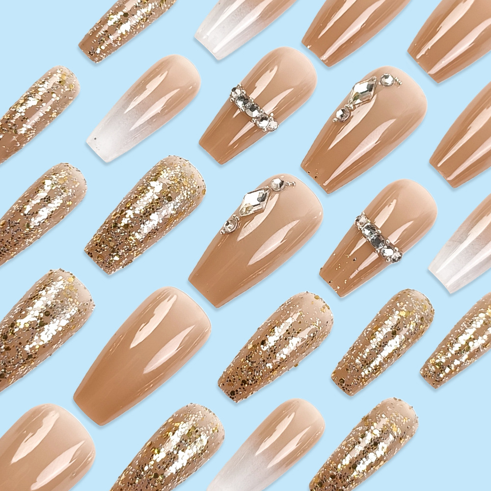 Sequinilla diamante estilo de ballet para usar uñas de lujo ligero estilo de manicure sofisticado 24 piezas de parche de uñas terminado image 4