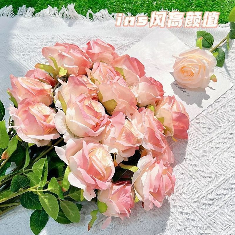 Artificial rose bouquet decoration for photography, high aesthetic DIY gift, ice blue, living room decoration Artificial rose bouquet decoration for photography, high aesthetic DIY gift, ice blue, living room decoration