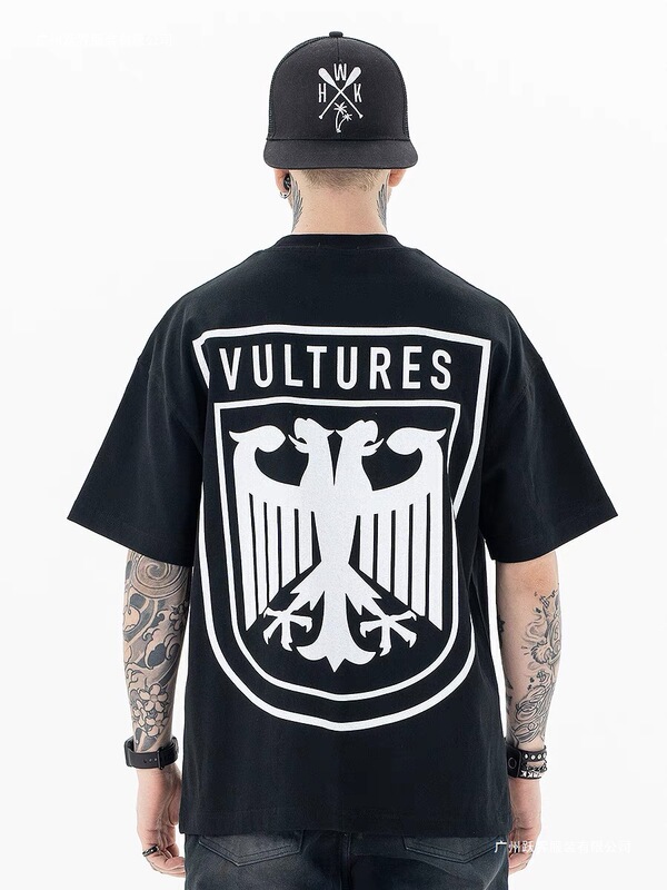 Rapper Kanye West's New Music Album Graphic T-Shirt with Eagle Design, Hip-Hop Fashion Short-Sleeve for Men and Women