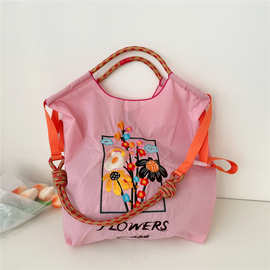 【中号】包包女春秋刺绣购物袋休闲手提单肩包简约通勤百搭大容量