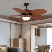 变频静音美式电风扇灯餐厅客厅复古吊扇灯卧室装饰遥控家用智能灯