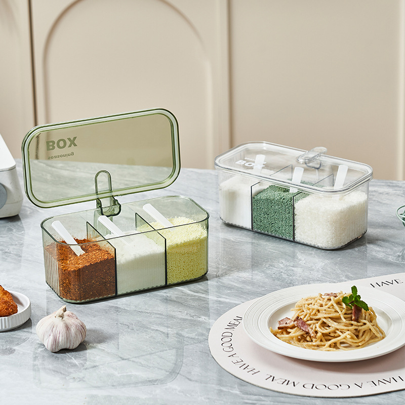 Kit de caja de condimentos combinado multiplaca en la cocina doméstica condimento de sal monosodium glutamato pimienta condimento de almacenamiento de cultivos