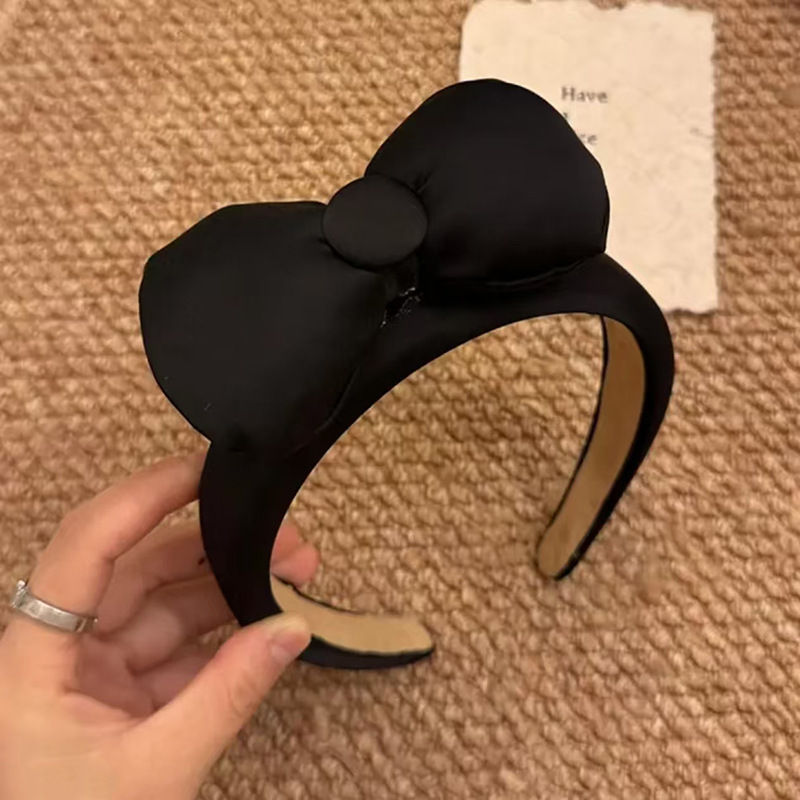 韩系粉色缎面饱满蝴蝶结宽边发箍女高级感头箍发卡日常外戴发饰|undefined