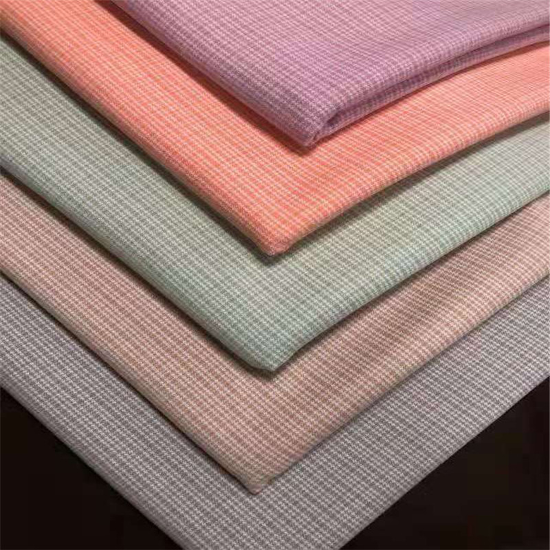 针织弹力米丝格千鸟色织衬衫拉毛布春秋休闲西服面料呢绒批发