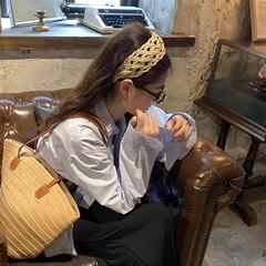 城市度假 ~拉菲草镂空发箍女洗脸极简约发卡韩国高级头箍发饰头饰