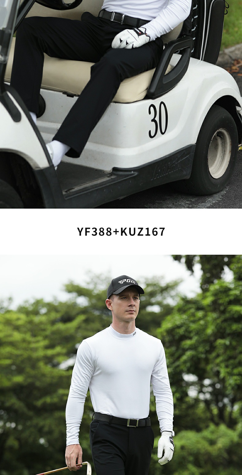 Áo giữ nhiệt golf nam dài tay cổ lọ lót nhung mùa thu đông — Màu xám YF388, YF388 màu đen, YF388 màu trắng chi tiết 3