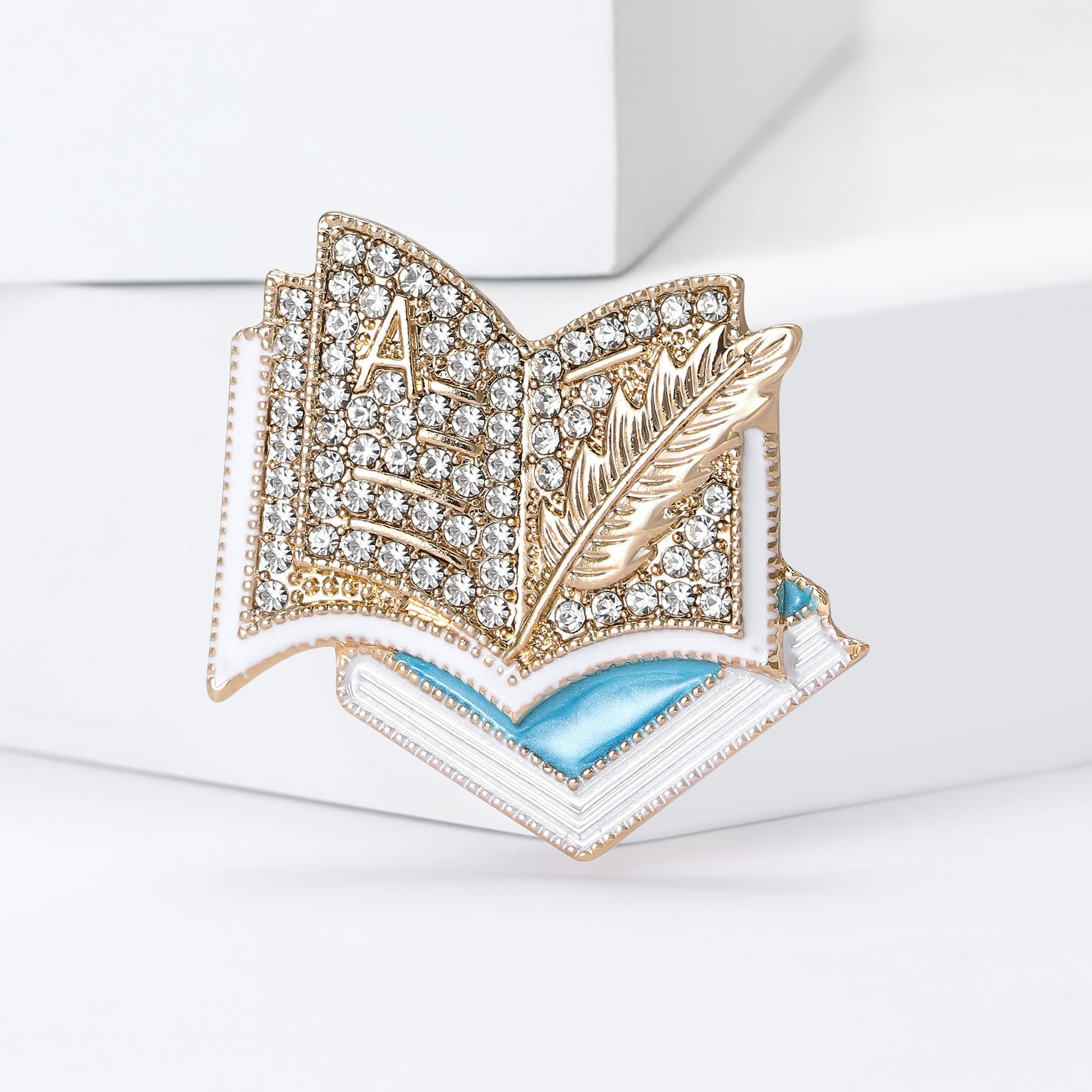 New European and American enamel rhinestone book-shaped brooch, exquisite accessory for men's and women's clothing: BR4722