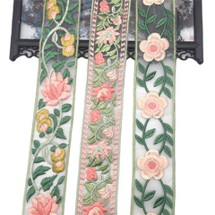 Sheer lace embroidery edge, antique Hanfu children's clothing accessories, elegant Chinese style clothing materials wholesale