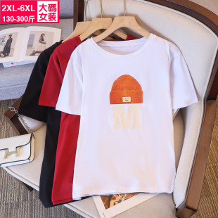 8031 New Summer Plus Size Women's Clothing 150kg Plus Size Printed Round Neck Fashion Versatile Short-Sleeved T-Shirt Dropshipping