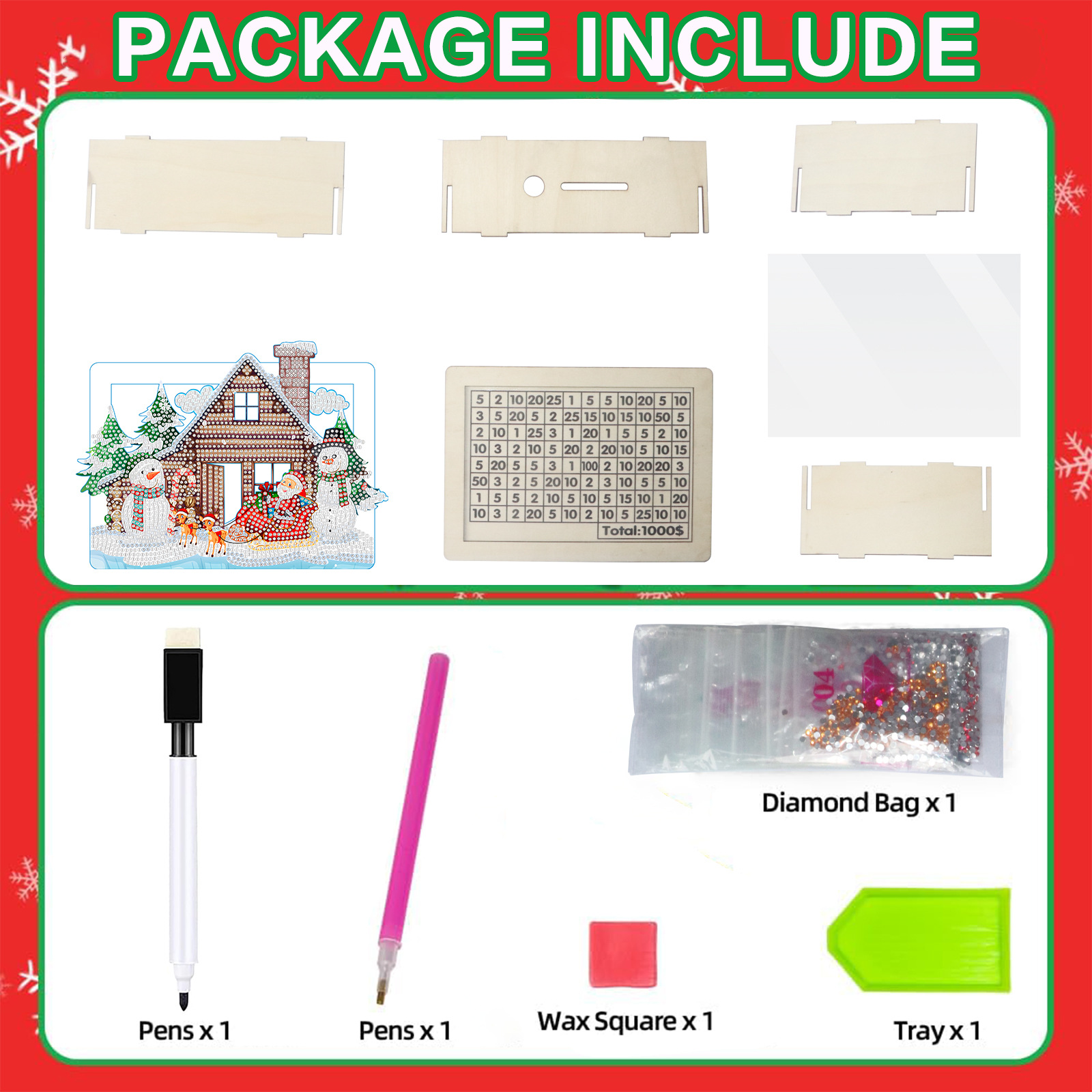 Navidad transfronteriza diy dibujo de diamantes hecha a mano depósito de ahorro creativo pegatinas taladro de madera adornos regalos al por mayor