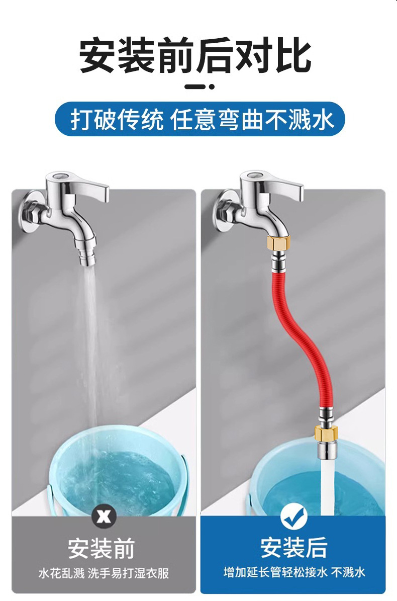 The splash-proof magic tool for customizable extension pipes, extension pipe hoses, universal extension faucet extenders for bathrooms Specification drawing