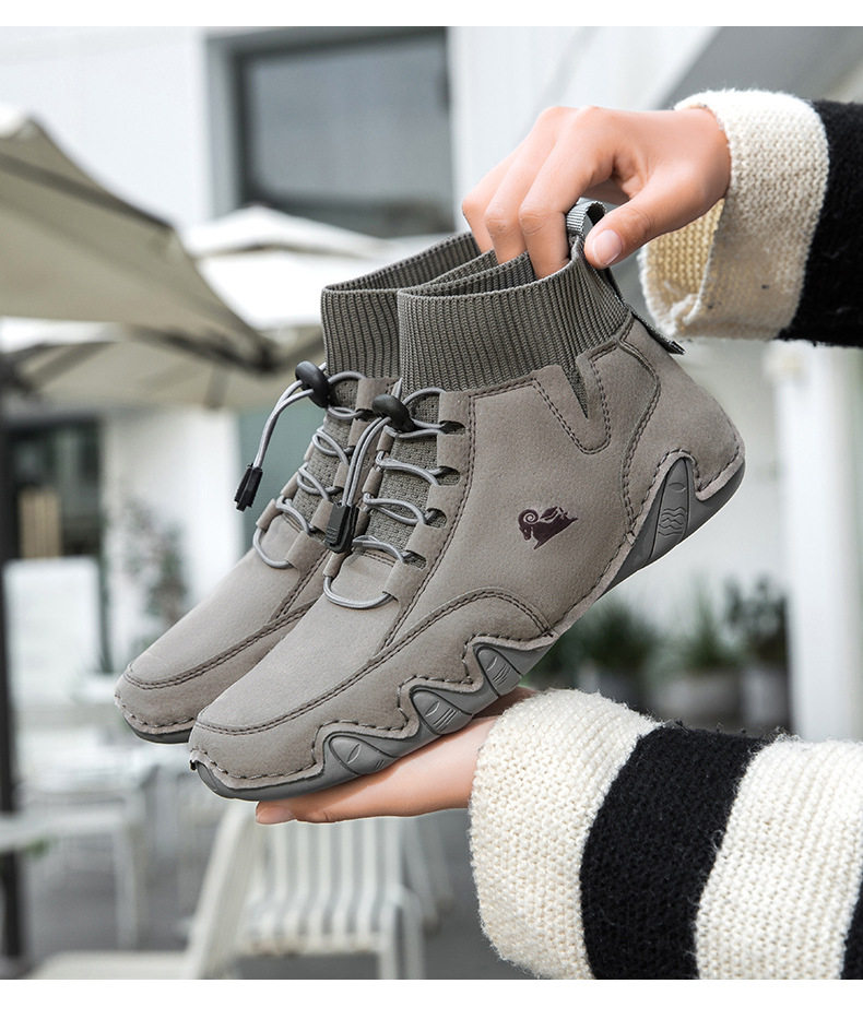 Bốt Martin cổ vừa unisex kiểu dây thun, đế bằng, form rộng — C8005 kaki, C8005 màu xám, C8005 màu đen, C8005M kaki lót nhung chi tiết 24