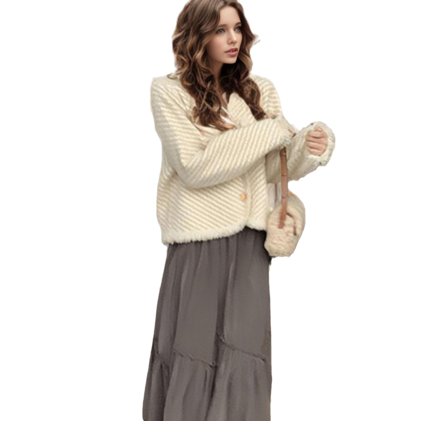 Women's new twill pocket button cardigan sweater_voghion.com