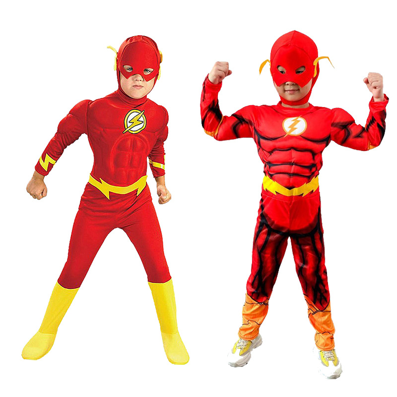 Lightning Man Kidsren's Costume Halloween Cospla Boy Anime Movie Character Performance Clothes the Flash