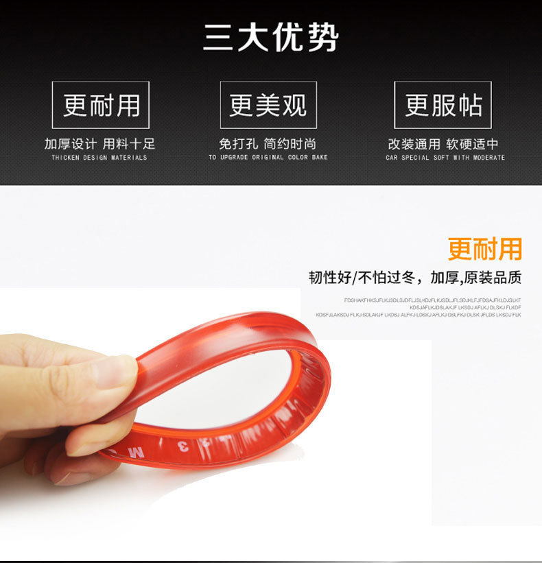 Universal Rubber Anti-Collision Strip for Cars, No-Drill Adhesive Wheel Arch Anti-Collision and Anti-Scratch Strip, Car Exterior Decorative Strip