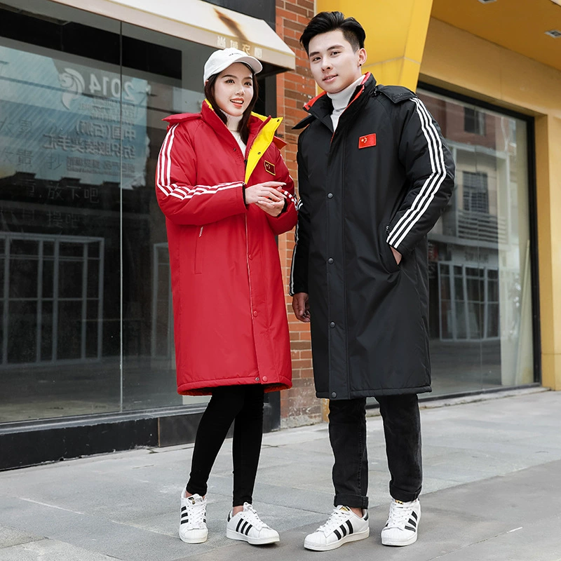 Индивидуальная зимняя спортивная куртка для футбола для мужчин, женщин и детей, с флисовой подкладкой и утолщенным хлопковым наполнителем, студенческая зимняя куртка