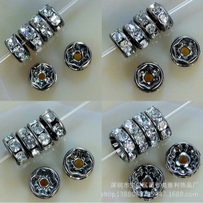 4 6 8 12 10mm白色钻圈镀银镀金玫瑰金白k枪黑浪边直边水钻隔片k5