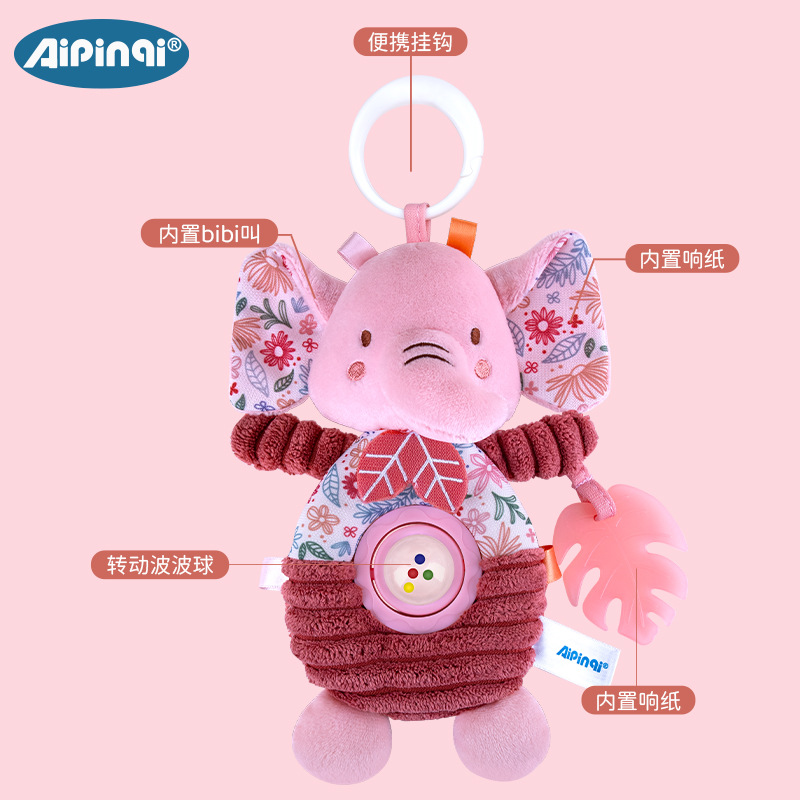 Colgante de elefante rotativo rosa