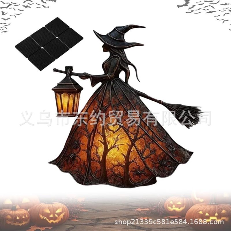 跨境新款女巫万圣节布置摆件女巫桌面台灯 Halloween Witch Lamp|undefined