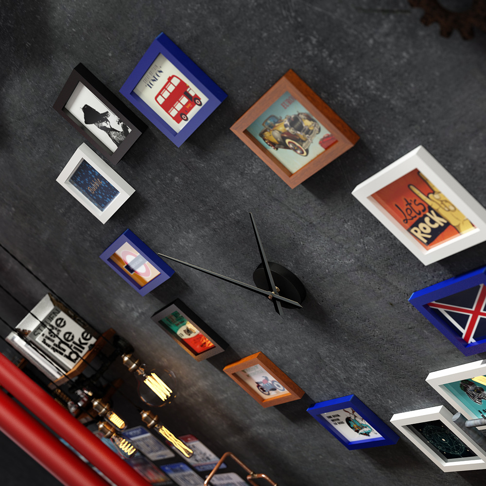 Polymer_0293 Animation Photo Wall Big Clock Combination Photo Frame Online Game Decorative Painting Replaceable Photo