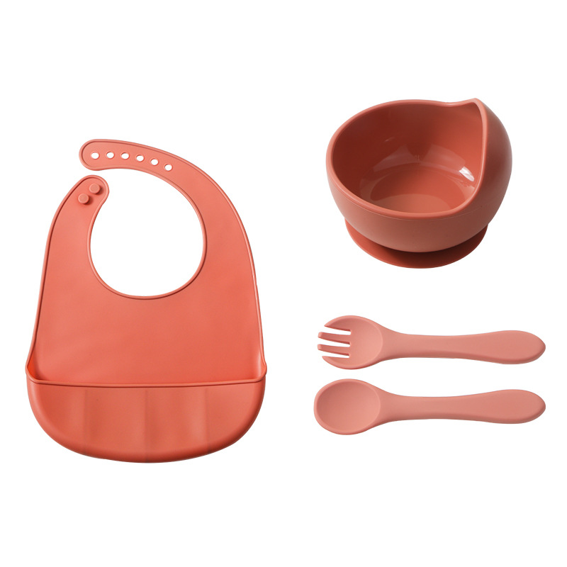 얇은 턱받이 드립 볼 포크 스푼 + 오렌지