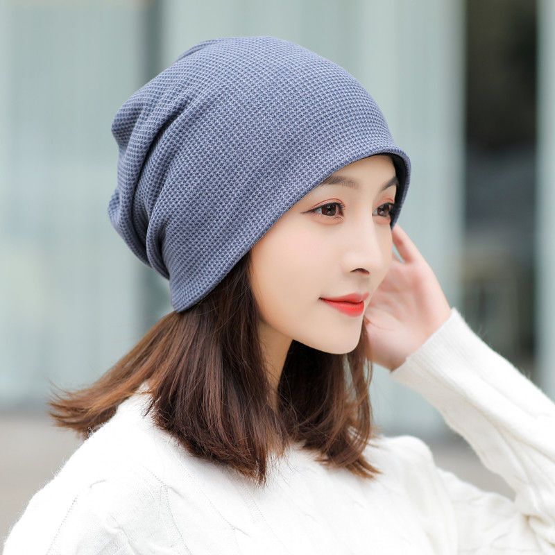 Grid Knitted Hat Autumn and Winter All-match Fashion Street Hat Japanese Stacking Hat Moon Hat Wrapping Hat Thin Velvet