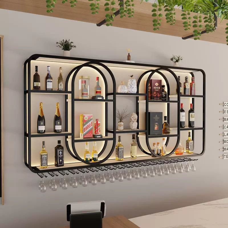 简约壁挂酒架吧台墙上发光酒柜客餐厅挂墙展示柜家用置物架收纳架