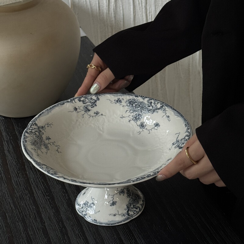 レトロなフランス式レリーフレース純白レースセラミック食器カップ高足盤中古重工シリーズ|undefined